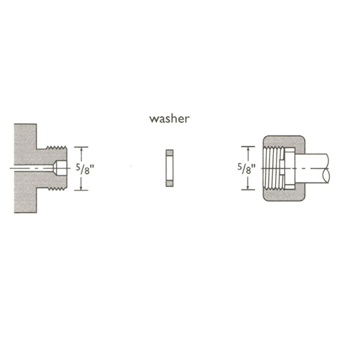Nut & Stem DIN 477 No.1 Brass - Flat Seat inc Washer - Cylinder